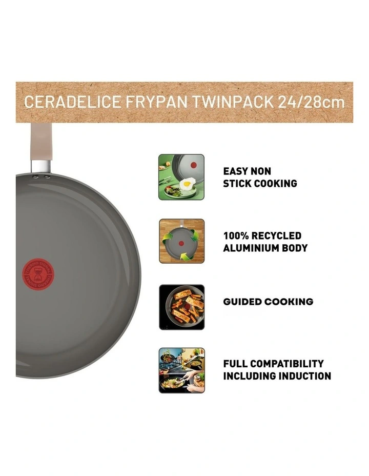 Ceradelice Ceramic Induction Non-Stick Frypans Twin Pack 24/28cm in Grey image 5