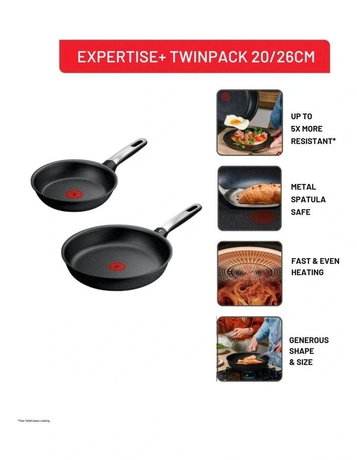 Expertise+ Induction Non-Stick Frypan Set 20/26 in Black image 7