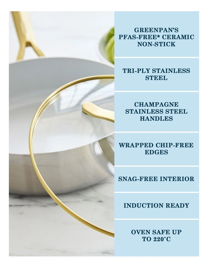 Donna Hay by GreenPan 3-Ply Stainless Steel Saut Pan with Lid, 26cm/3.9L image 5