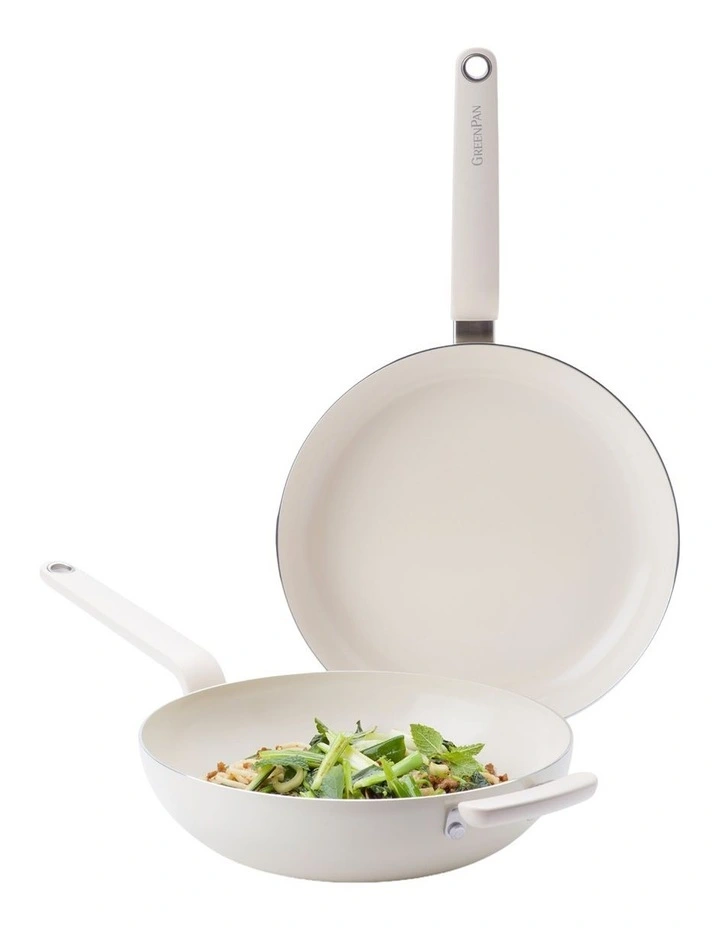 Rio 2pc 28cm Frypan 28cm Wok set Cream image 1