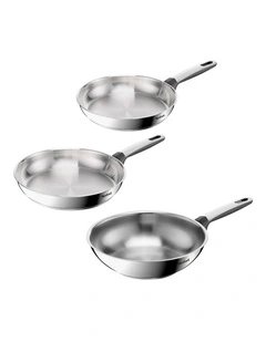 Emotion  Induction Stainless Steel Uncoated Triple Pack Frypans 24/30cm & Wok 28cm