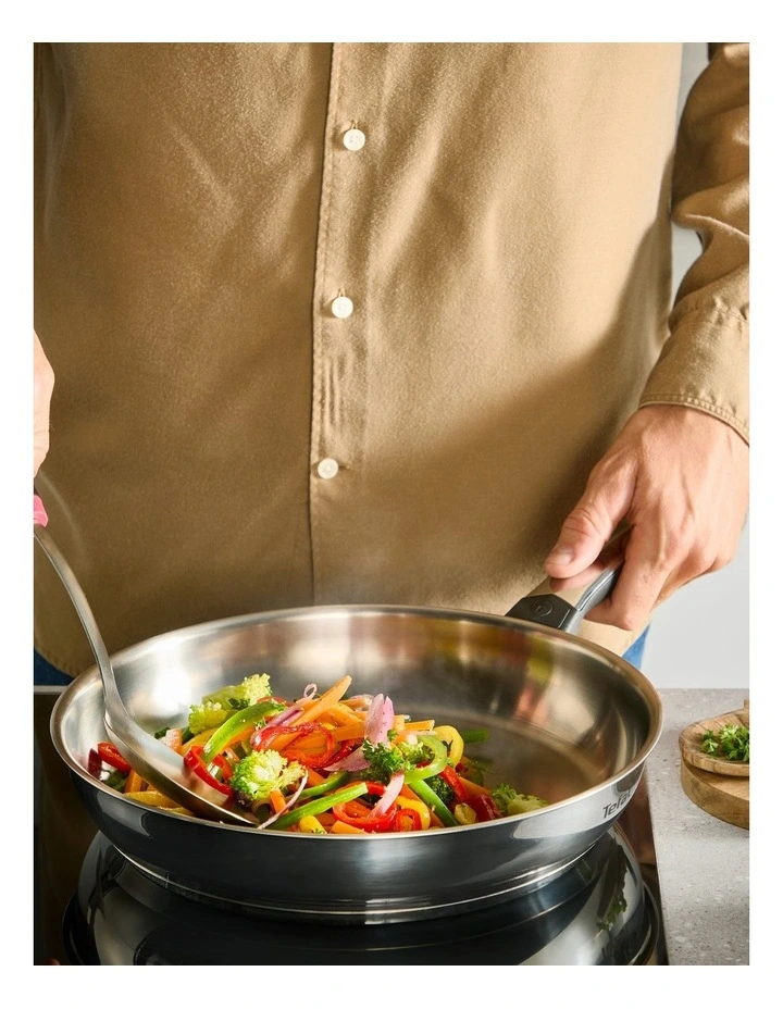 Emotion  Induction Stainless Steel Uncoated Triple Pack Frypans 24/30cm & Wok 28cm image 2