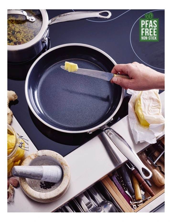 Premiere Stainless Steel 28cm Frypan PFAS-free ceramic non-stick image 2