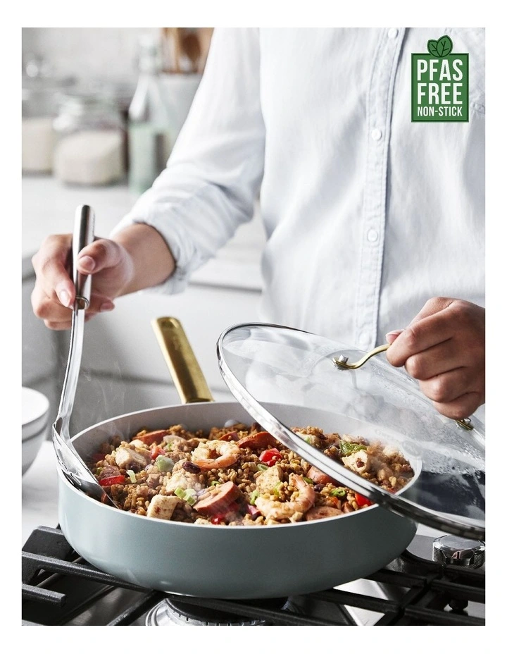 Padova Covered 28cm/3.6L Skillet Smokey Sky Blue PFAS-free ceramic non-stick image 2