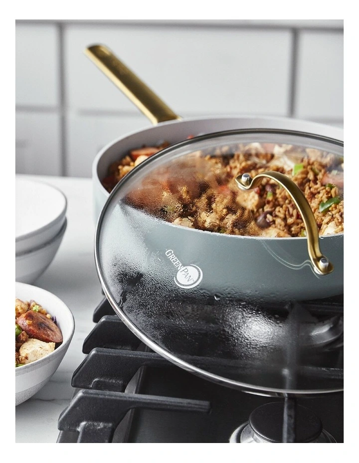 Padova Covered 28cm/3.6L Skillet Smokey Sky Blue PFAS-free ceramic non-stick image 4