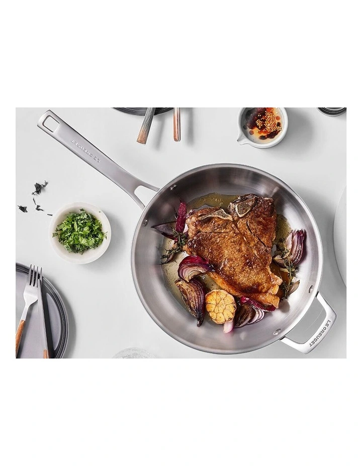 Essentials 3-Ply 28cm Frying Pan Uncoated with Helper Handle image 7