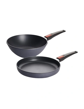 Diamond Lite Detachable Handle Induction Stir-Fry 26cm and Frypan Set 28cm Gift Boxed in Black