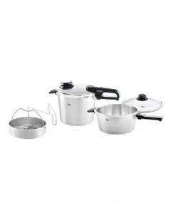 Vitavit Premium Pressure Cooker 22cm/6.0L And Skillet 22cm/3.5L in Silver