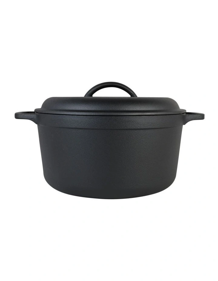 Pre Seasoned 25cm Casserole with Lid Black image 2