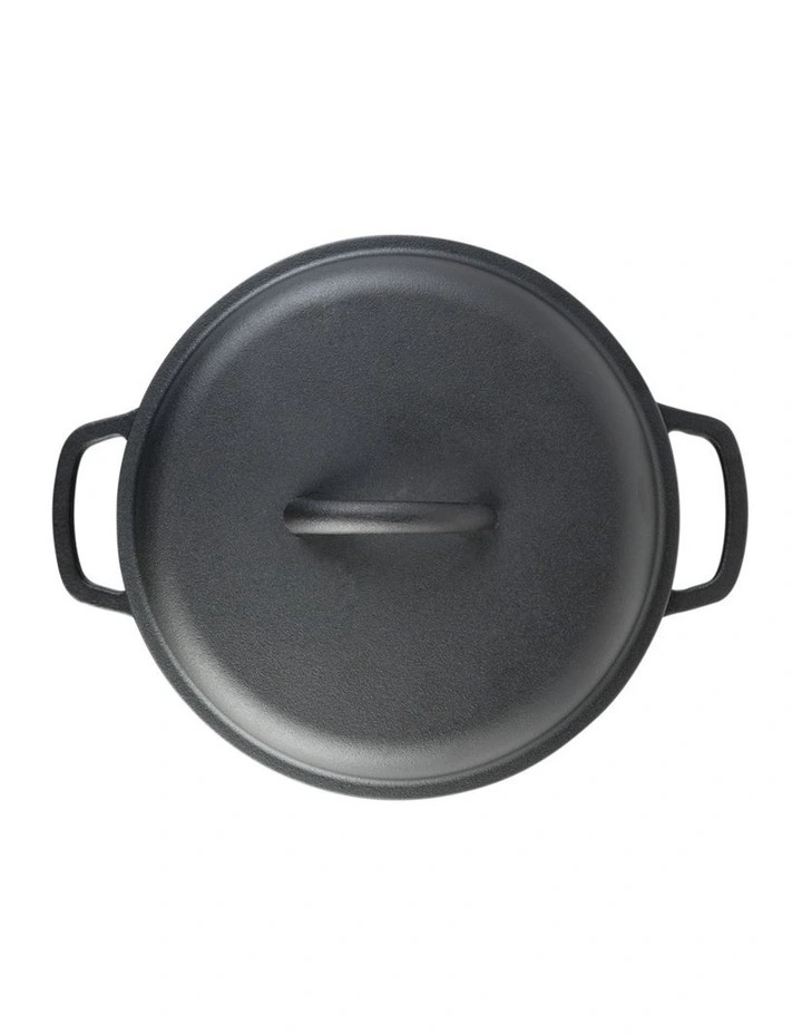 Pre Seasoned 25cm Casserole with Lid Black image 3