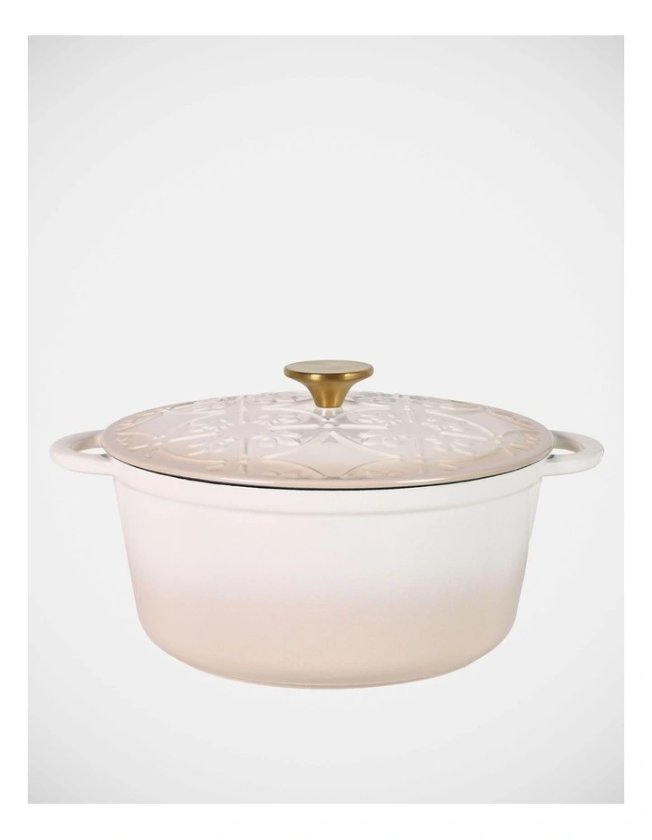 Fleur de Lis Casserole with Lid 26cm 5.0L in Cream image 3