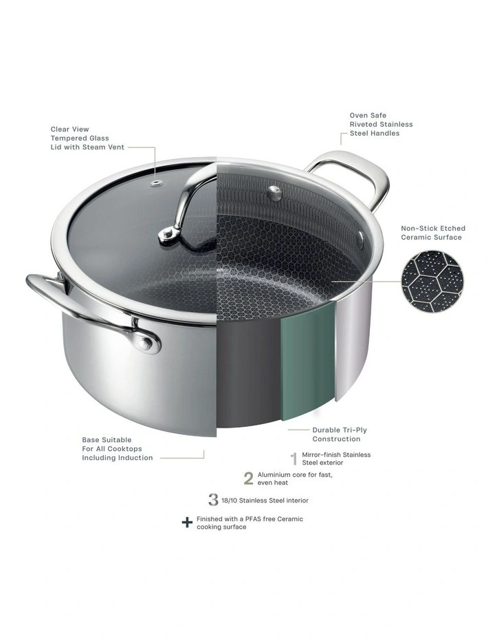 Sierra Etched Tri-Ply Casserole with Lid 24cm 4.6L image 3