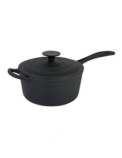 Pre Seasoned 18cm Saucepan with Lid Black
