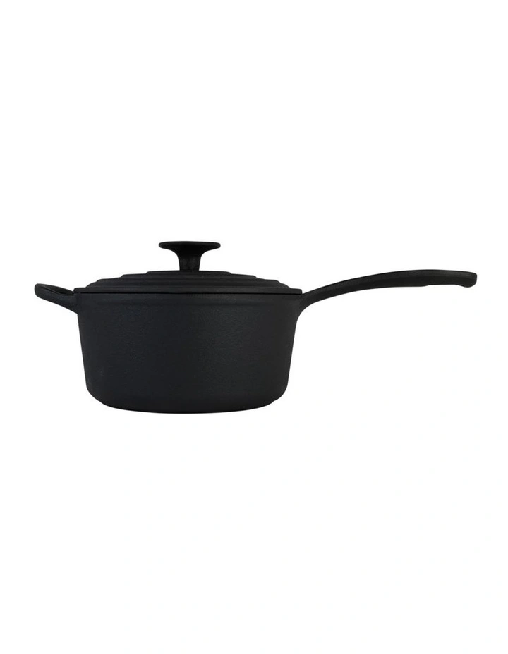 Pre Seasoned 18cm Saucepan with Lid Black image 2