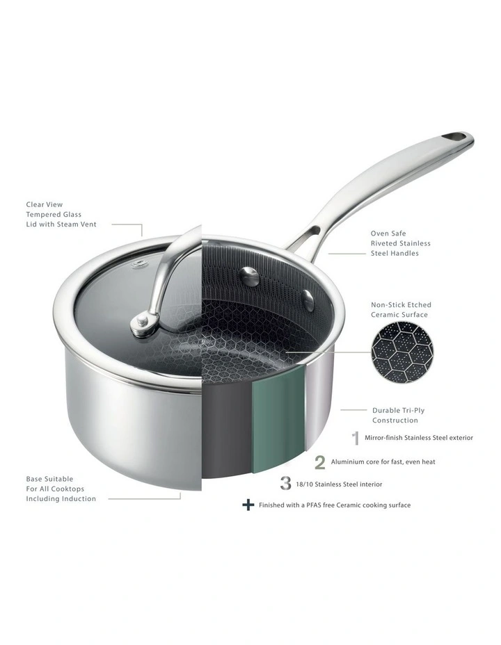 Etched Tri-Ply Saucepan with Lid 16cm image 3