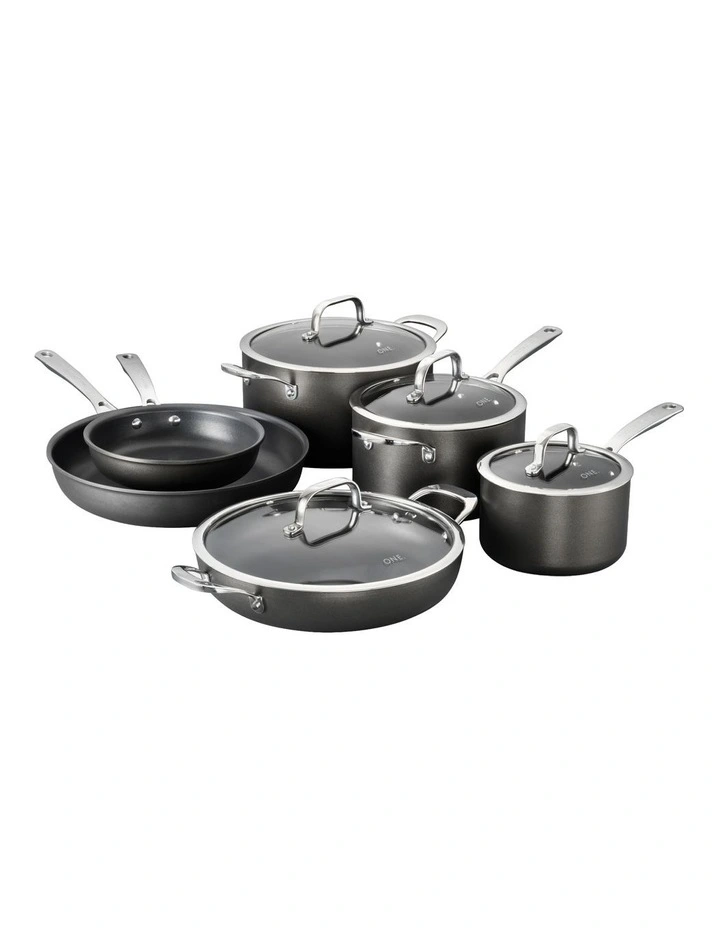 ONE Hard Anodised 6 Piece Cookset in Black image 3