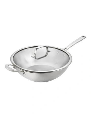 Stainless Steel Wok with Lid & Helper Handle 30cm