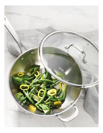 Stainless Steel Wok with Lid & Helper Handle 30cm