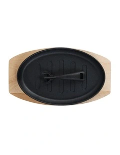 Pre Seasoned SizzlPlate w/Wood Black