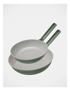 Ceramic 2pce Frypan Pack 24cm & 28cm - Sage