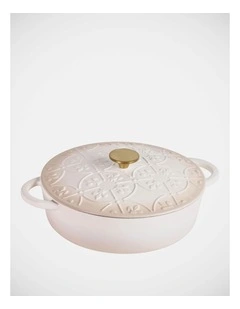Fleur de Lis Saut Pan with Lid 28cm 5.0L in Cream