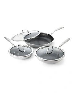 Sierra Etched Tri-Ply 3 Piece Frypan Set with Lids 20cm, 24cm & 28cm