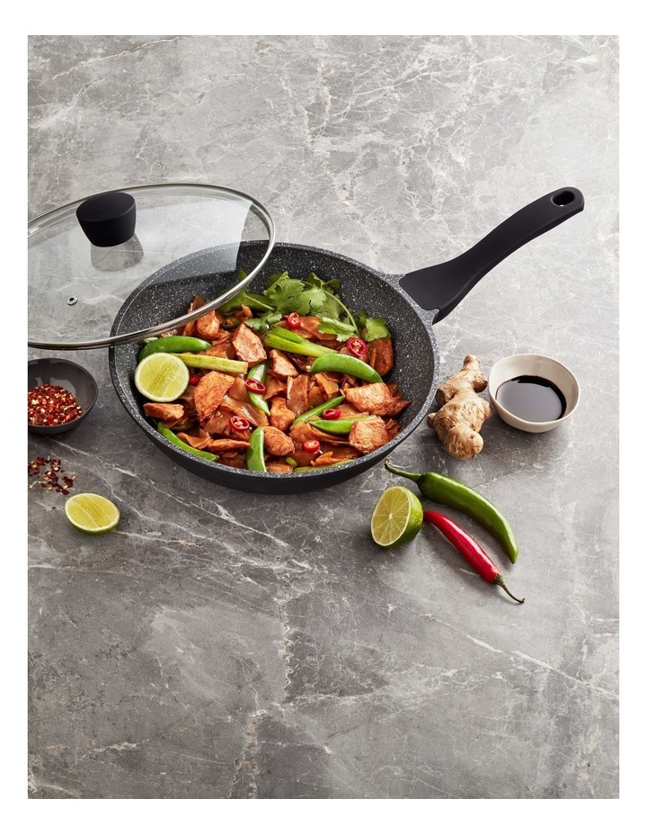 The Cooks Collective Classic Non-Stick Wok with Lid 28cm in Black