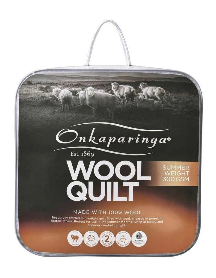 Summer Weight Wool Quilt in White image 5