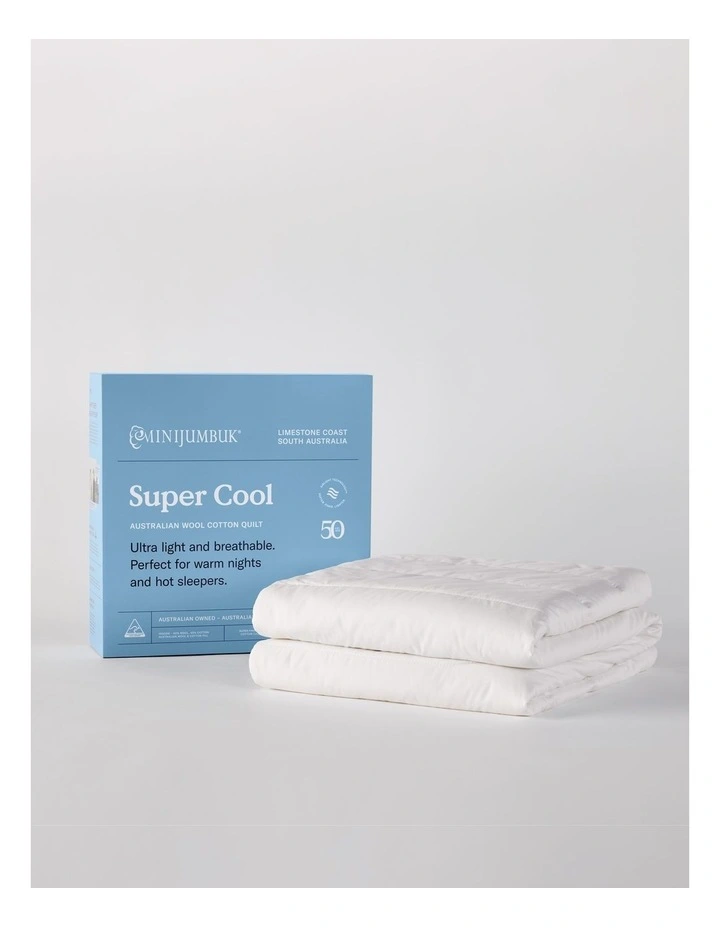 Super Cool Australian Wool Cotton Quilt in White image 1