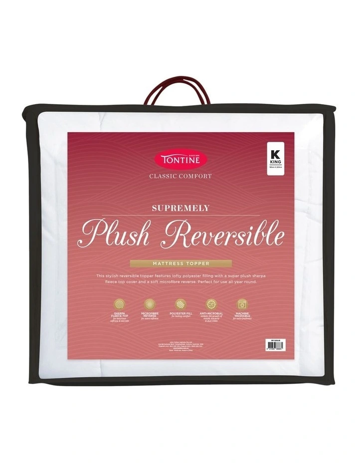 Plush Reversible Topper in White image 1
