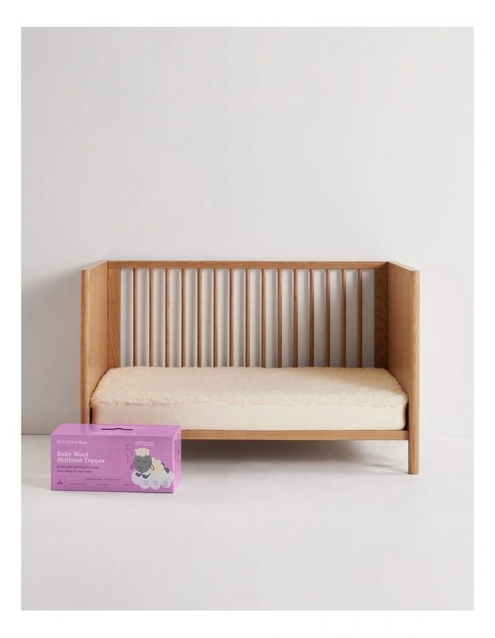 Baby Wool Mattress Topper Cot in White image 3
