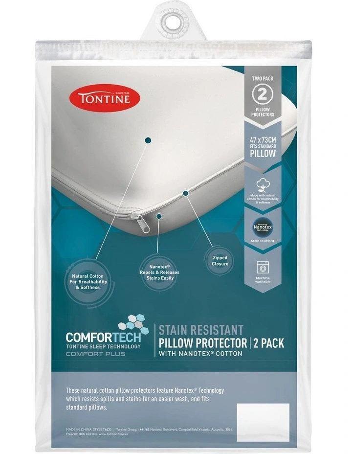 Comfortech Stain Resistant Pillow Protector 2 Pack image 1