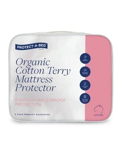 Organic Cotton Terry Waterproof Mattress Protector in White