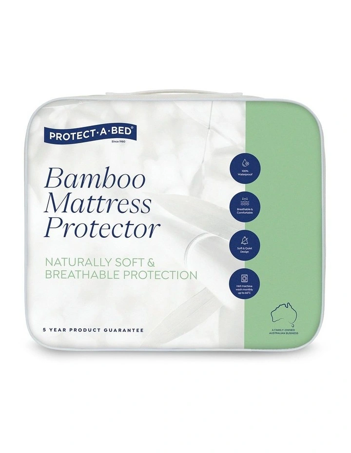 Bamboo Waterproof Mattress Protector in White image 1