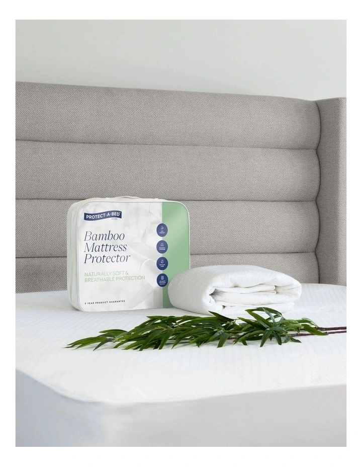 Bamboo Waterproof Mattress Protector in White image 3