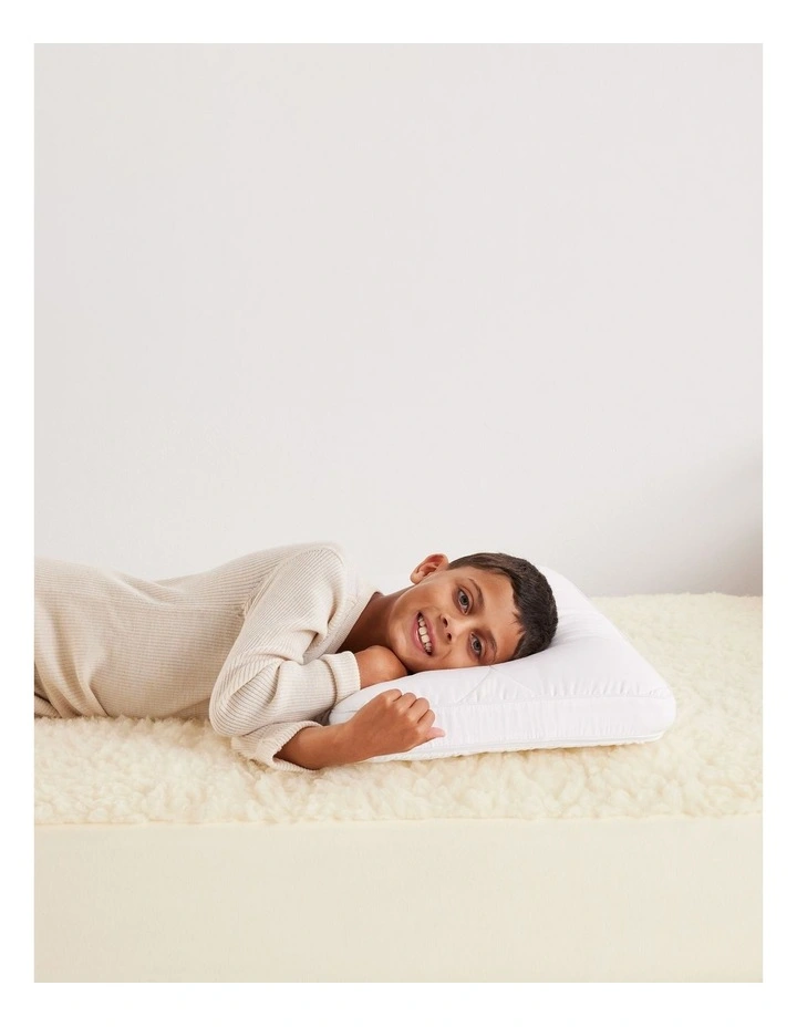 MiniJunior Kids MemorySupport Memory Foam Pillow with Quilted Wool Cotton Cover image 3
