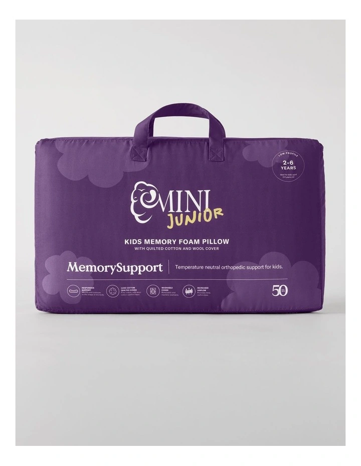 MiniJunior Kids MemorySupport Memory Foam Pillow with Quilted Wool Cotton Cover image 6