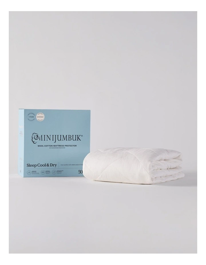 Sleep Cool & Dry Waterproof Mattress Protector Quilted Wool / Cotton image 1
