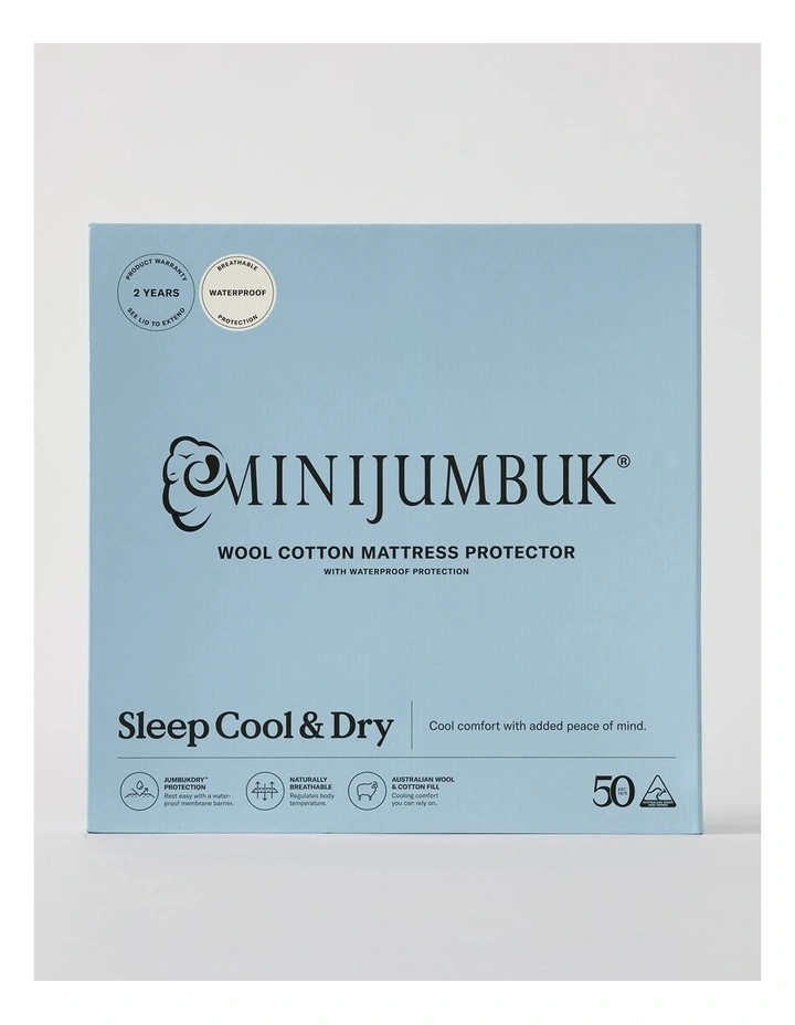 Sleep Cool & Dry Waterproof Mattress Protector Quilted Wool / Cotton image 7