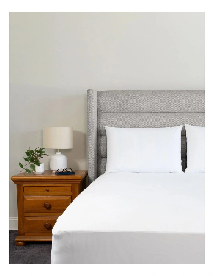 Organic Cotton Terry Waterproof Pillow Protector in White image 2