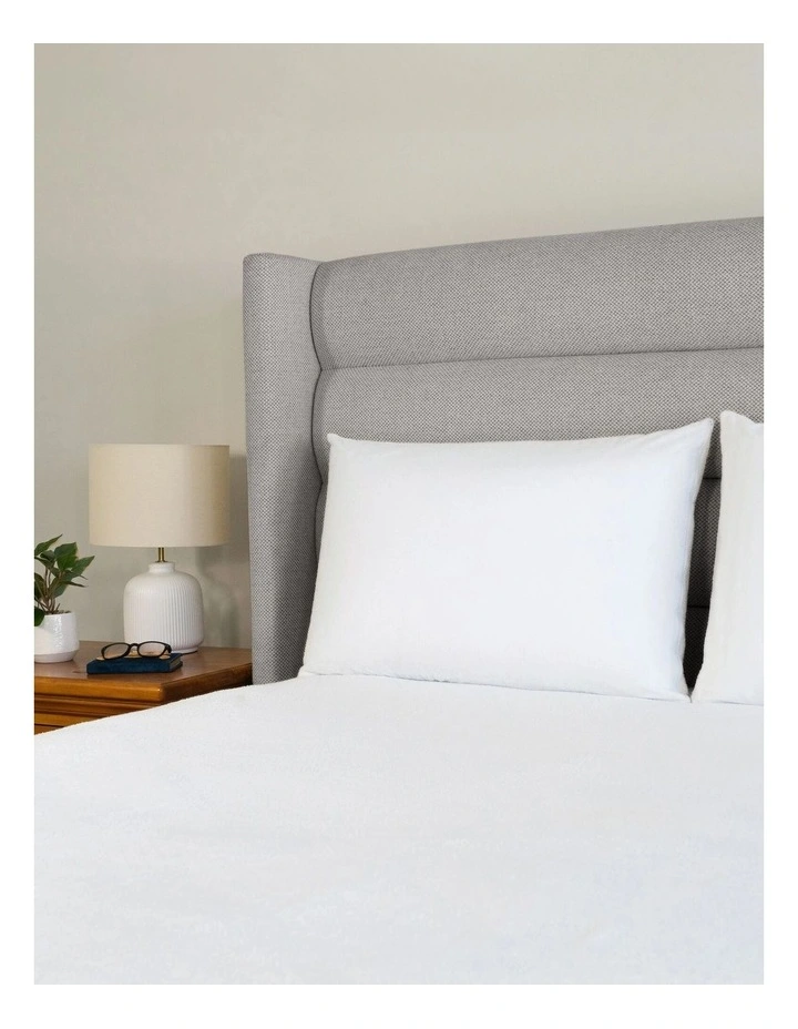 Organic Cotton Terry Waterproof Pillow Protector in White image 5