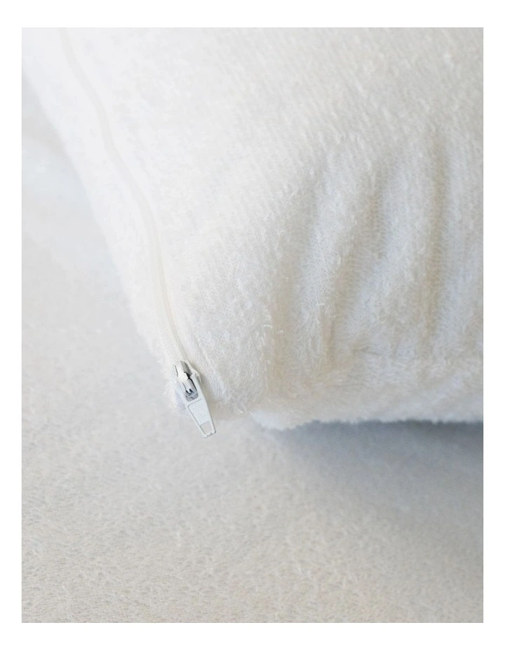 Organic Cotton Terry Waterproof Pillow Protector in White image 6