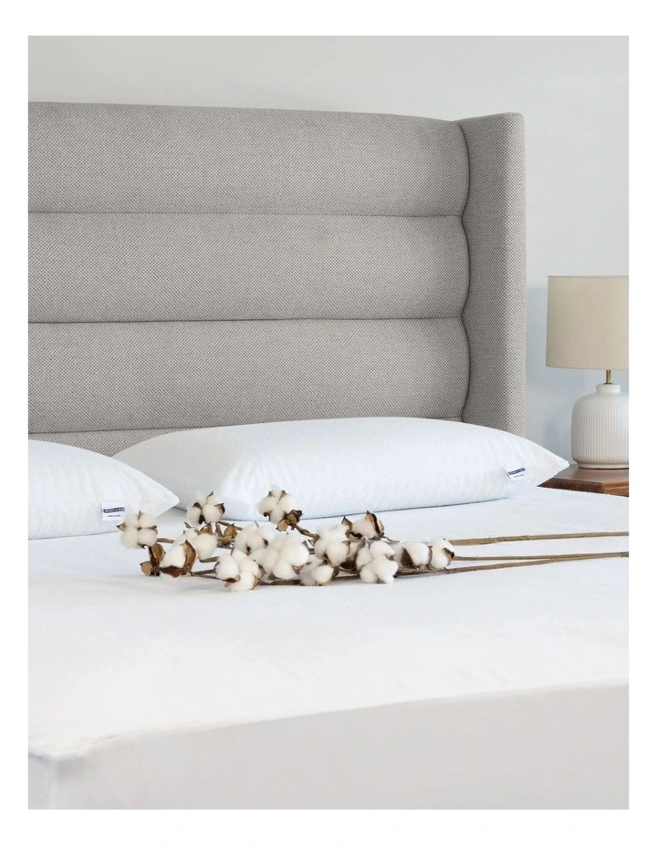 Organic Cotton Terry Waterproof Pillow Protector Twin Pack in White image 4