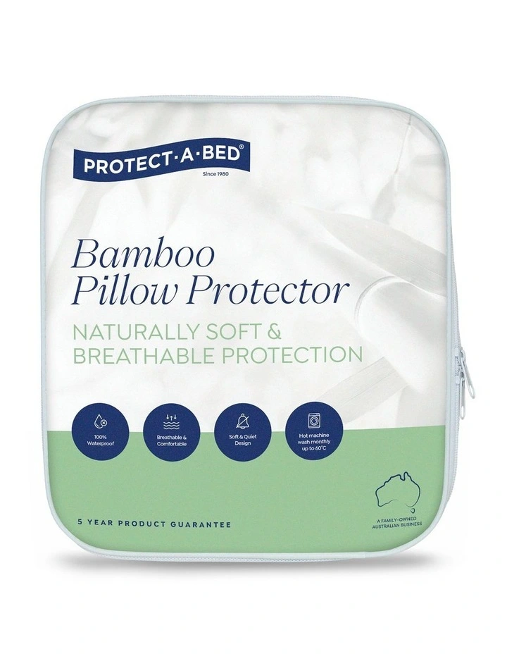 Bamboo Waterproof Pillow Protector in White image 1