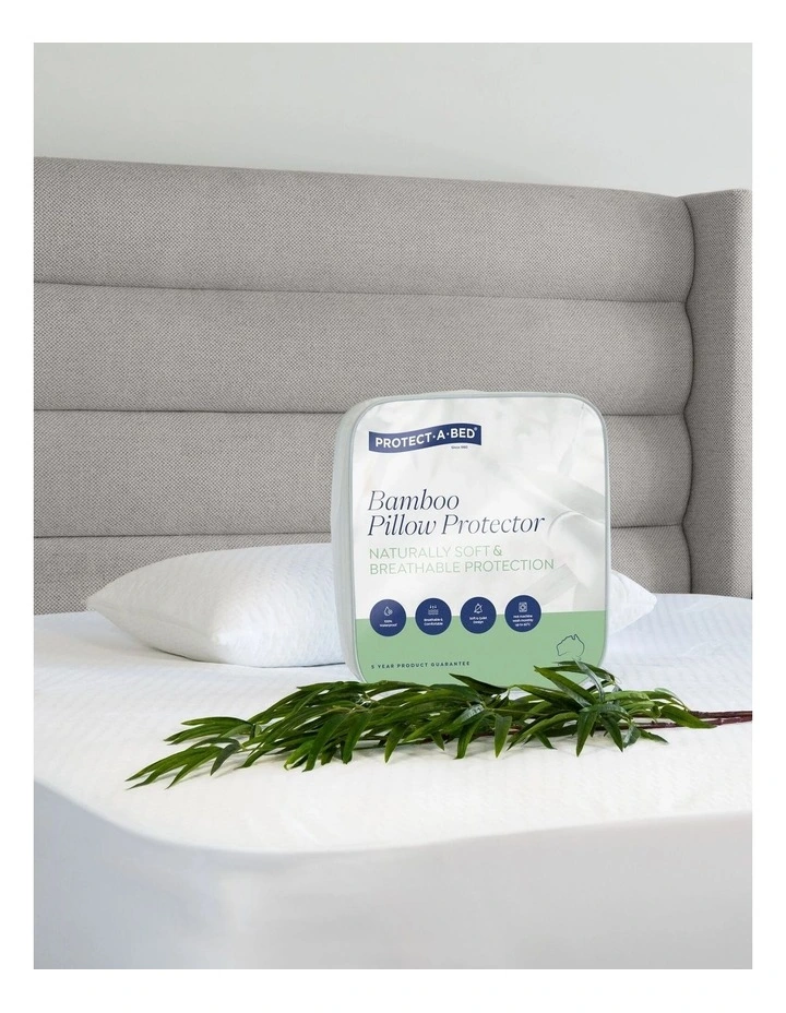 Bamboo Waterproof Pillow Protector in White image 3