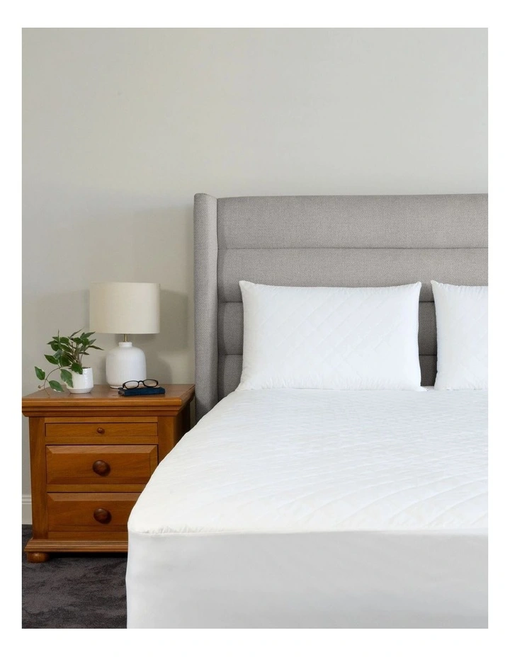 Cotton Rich Quilted Waterproof Pillow Protector in White image 2