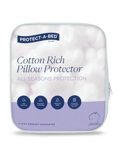 Cotton Rich Quilted Waterproof European Pillow Protector in White