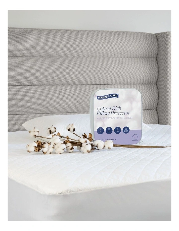 Cotton Rich Quilted Waterproof European Pillow Protector in White image 2