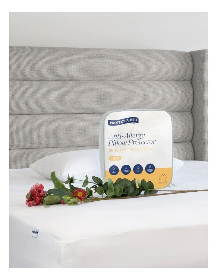 Anti-Allergy Tencel Waterproof Pillow Protector in White image 3