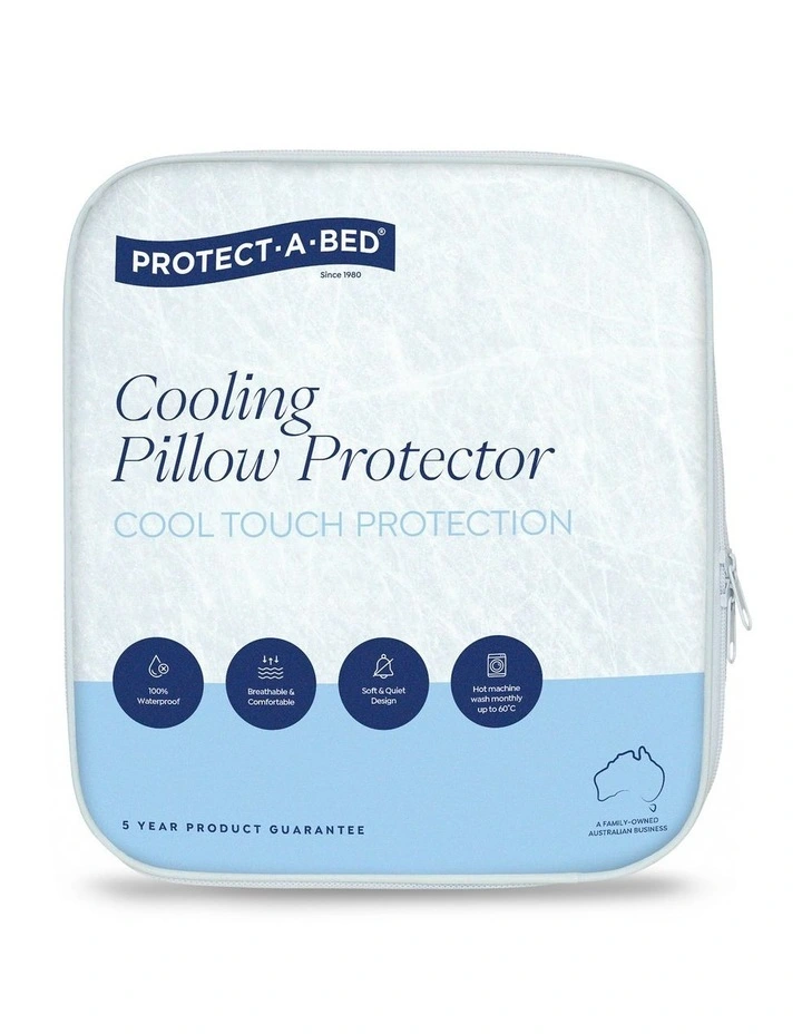 Cooling Waterproof Pillow Protector Twin in White image 1